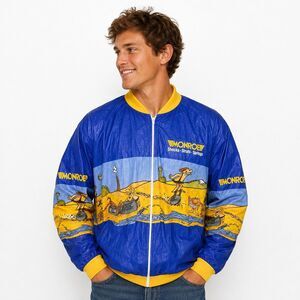 1980's Ty-Breakers Alfa Int'l Monroe Shocks Jacket Large Blue BC Comics Tyvek